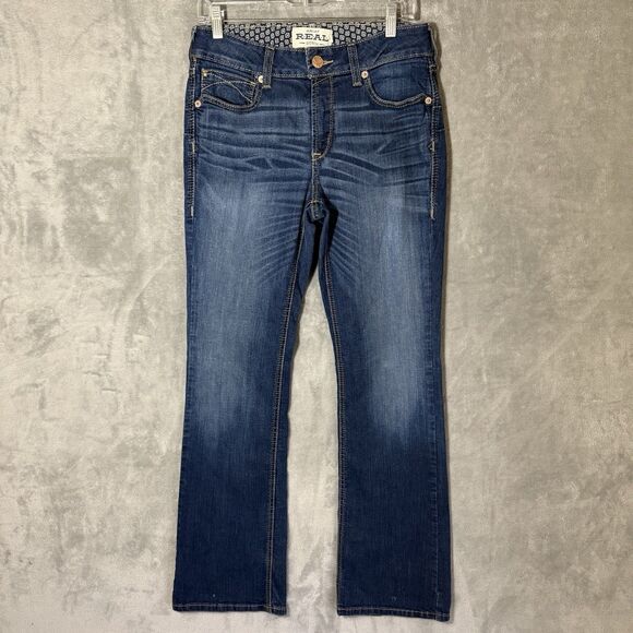 Ariat Real Denim Jeans Women 30R Blue Stretch Western Bootcut Thick Stitch - Picture 1 of 11